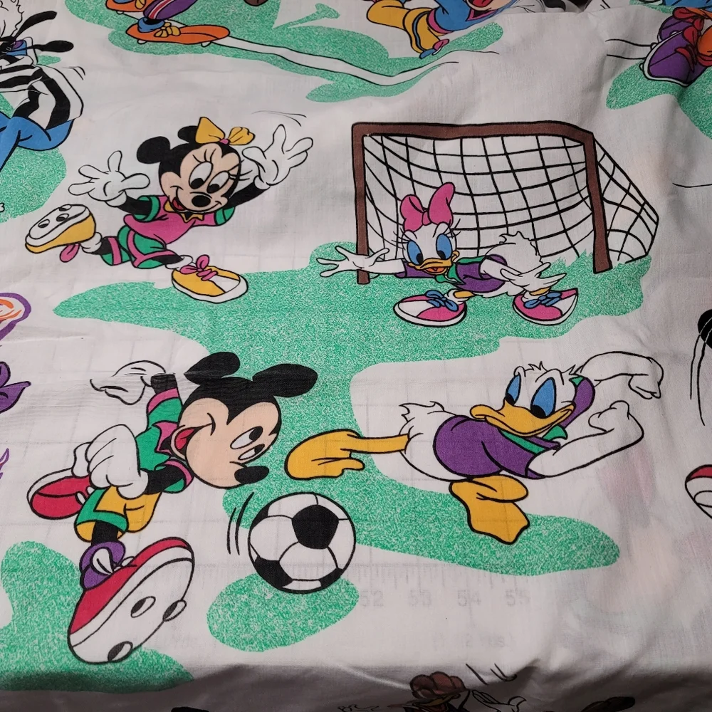 Vintage 1980's Disney Mickey Sports Twin Flat and‎ Fitted Sheets |Mickey Mouse